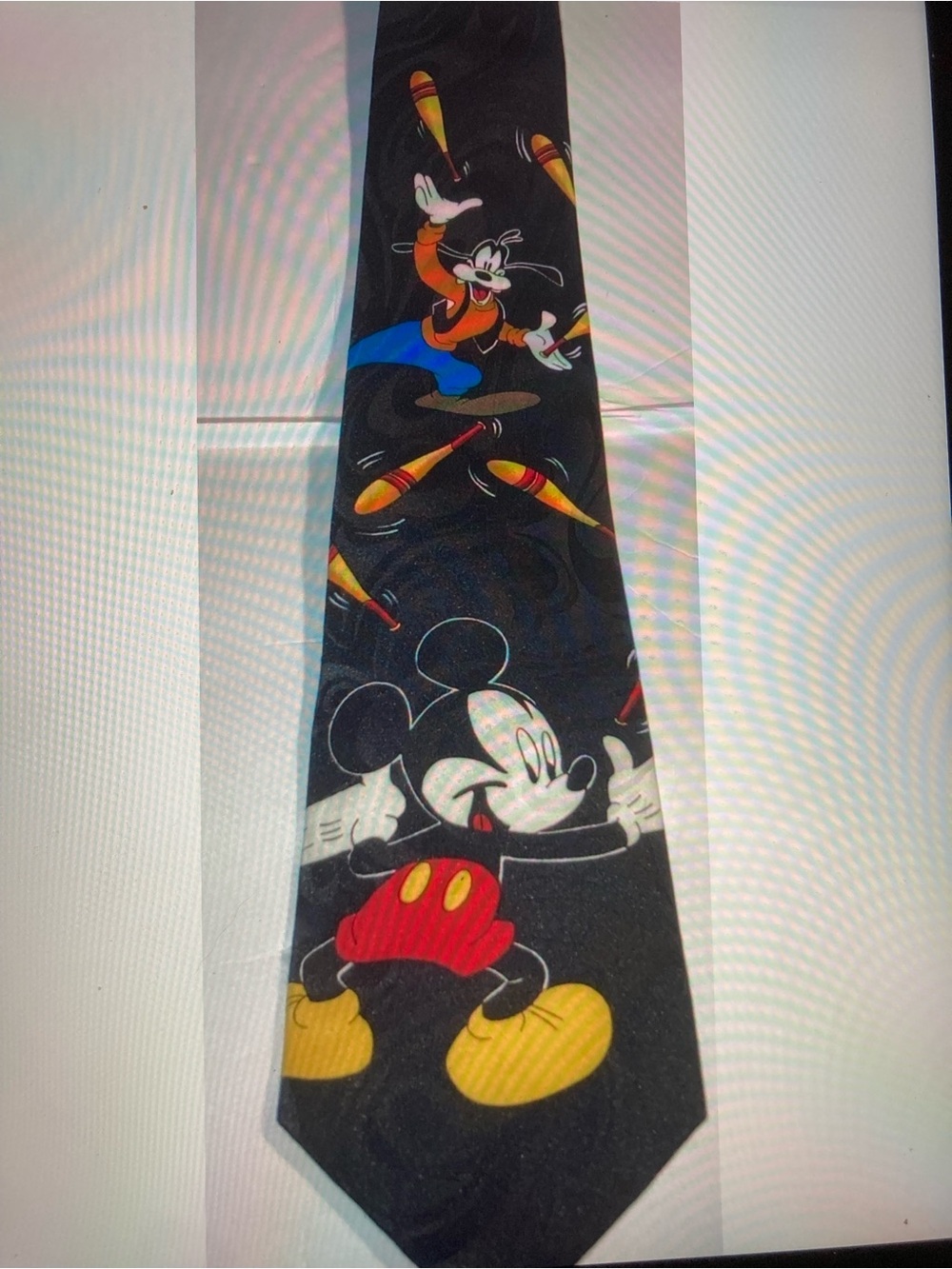 Vintage Mickey Mouse Necktie Juggling Characters Black Novelty Tie